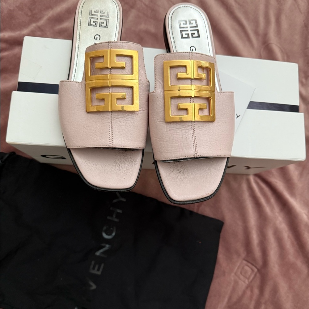 Givenchy Women's Pink and Gold Slide Sandals